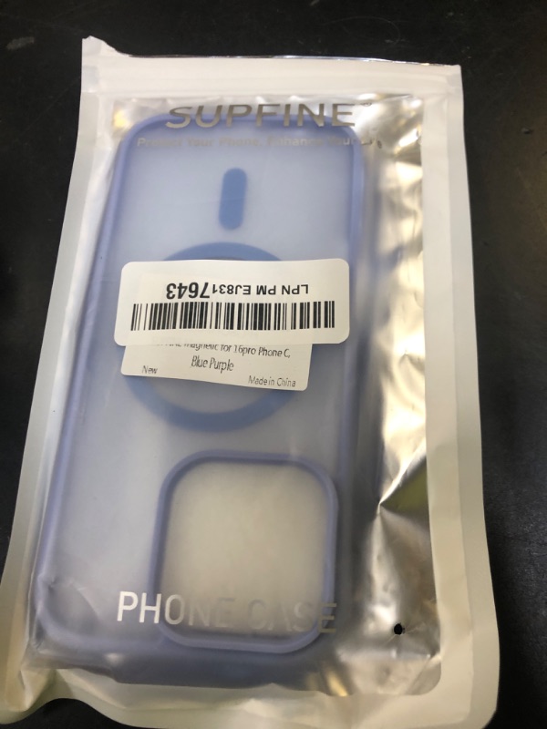Photo 1 of SUPFINE Magnetic for iPhone 16 Pro Case (Compatible with MagSafe) (Military Grade Drop Protection) Slim Translucent Matte Shockproof with Anti-Fingerprint Phone Case,Blue Purple