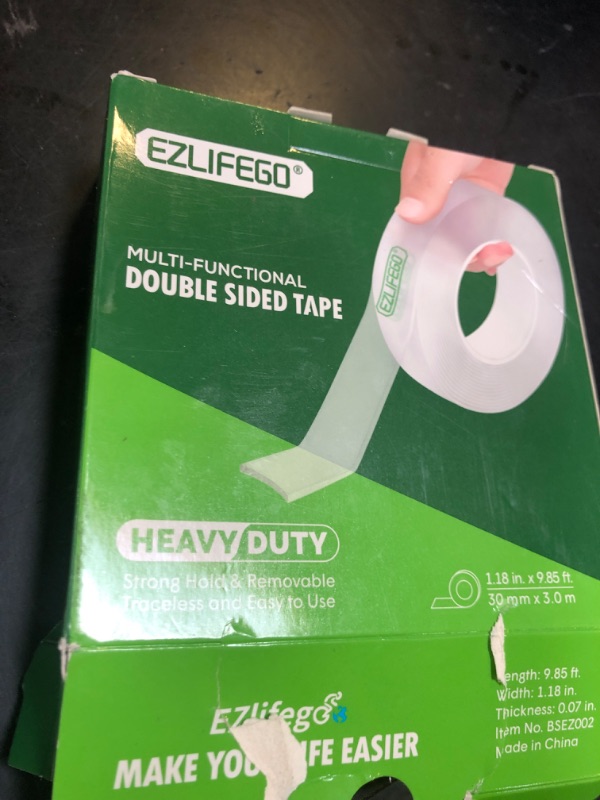 Photo 1 of EZlifego Double Sided Tape Heavy Duty, Nano Double Sided Adhesive Tape, Clear Mounting Tape Picture Hanging Adhesive Strips (9.85FT)