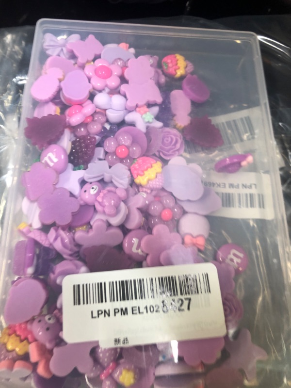Photo 1 of 120Pcs Purple Resin Fake Candy Charms, Slime Flat Back Kawaii Charms Set, Sweets Ornament Scrapbooking DIY Crafts