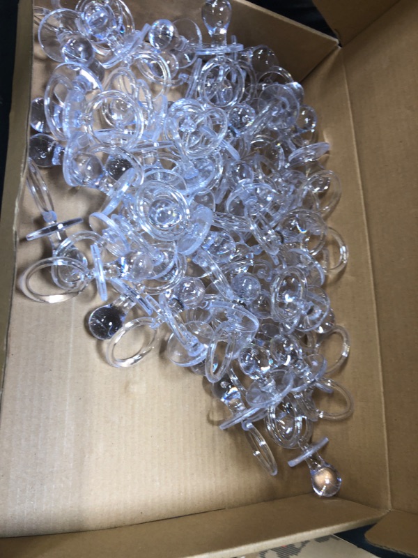 Photo 1 of 100 Pieces 2.75 Inch Plastic Pacifier for Baby Shower, Baby Shower Pacifier for Gender Reveal Party Decoration DIY Birthday Party Gift (Clear)