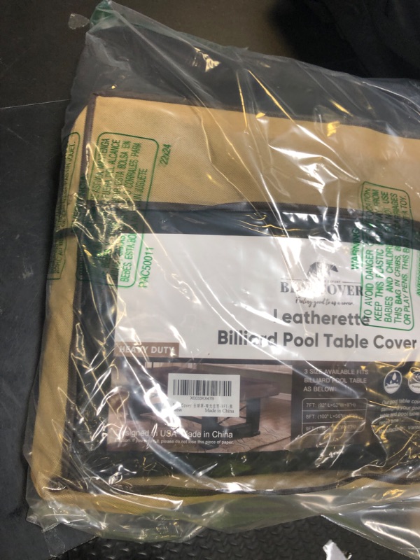Photo 1 of BearCover Heavy Duty Leatherette Billiard Pool Table Cover, Waterproof & Tearproof Covers for Pool Table 7/8/9FT Fitted (9 Feet/ Black)