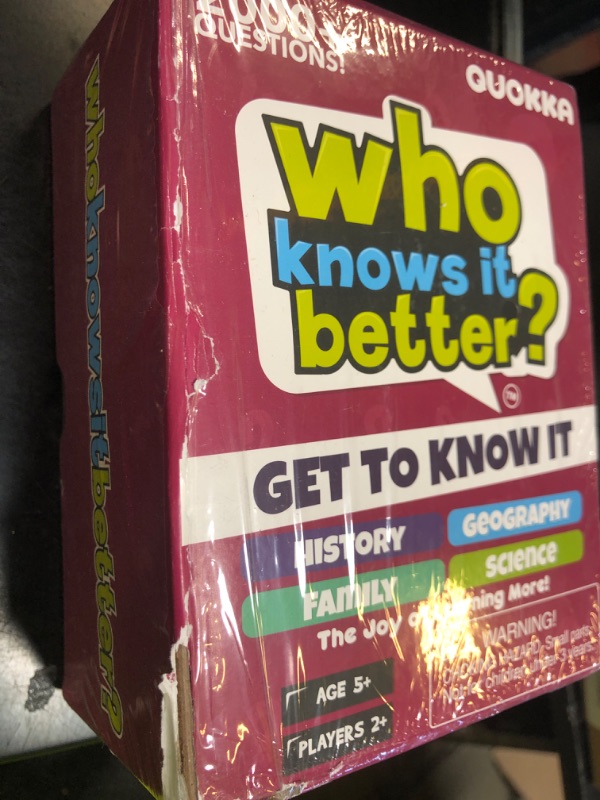 Photo 1 of QUOKKA Who Knows Better? - Set 4 in 1 - Family Card Trivia Game | Fun Learning & Educational Questions for Families | Suitable for Boys & Girls