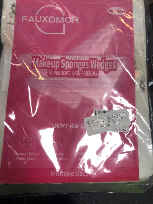 Photo 1 of Fauxomor 108 Pcs New Makeup Sponges Wedges for Face Foundation, Latex-Free Triangle Cosmetic Make Up Sponge for Flawless Application and Blending, Beauty Blender for All Skin Types with Two Pouches