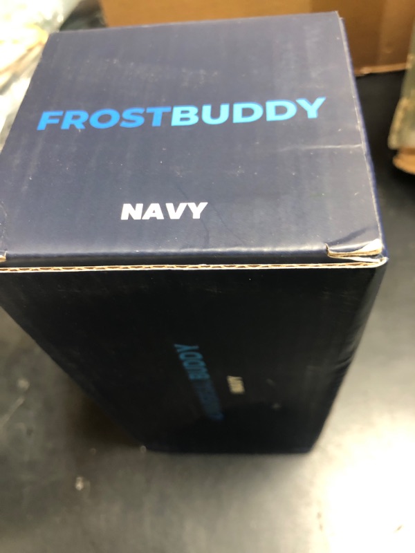 Photo 1 of Frost Buddy Universal Can Cooler - Fits All - For Regular 12 & 16 oz or Slim-Size Bottles - Insulated Double-Walled Stainless Steel (Navy)