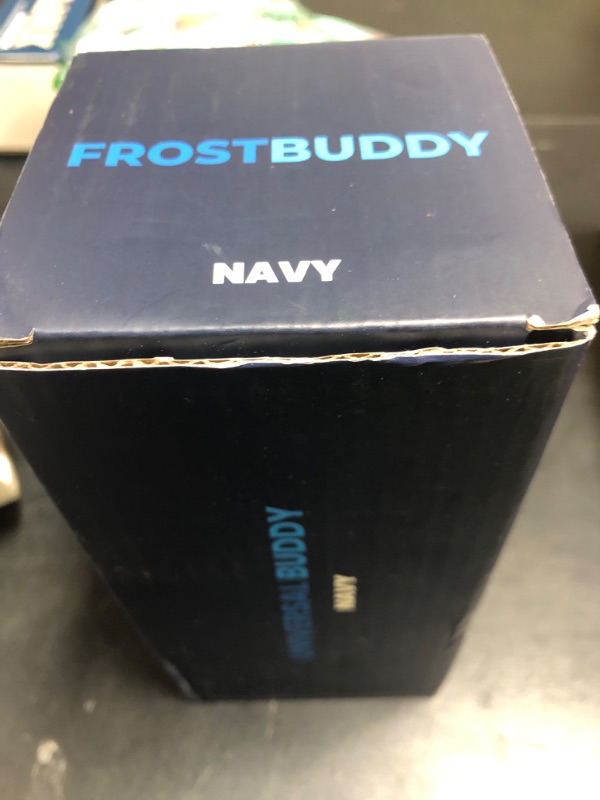 Photo 1 of Frost Buddy Universal Can Cooler - Fits All - For Regular 12 & 16 oz or Slim-Size Bottles - Insulated Double-Walled Stainless Steel (Navy)