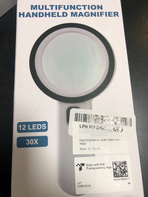Photo 1 of Nazano Magnifying Glass with 12 LED Lights, 30X Double Glass Lens Handheld Illuminated Magnifier Reading Magnifying Glass with for Seniors Read, Coins, Stamps, Map, Inspection, Macular Degeneration