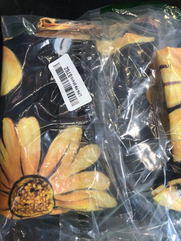 Photo 1 of Horaldaily Summer Tablecloth 60×84 Inch Rectangular, Yellow Sunflower Bumble Bee Black Fall Washable Table Cover for Party Picnic Dinner Decor