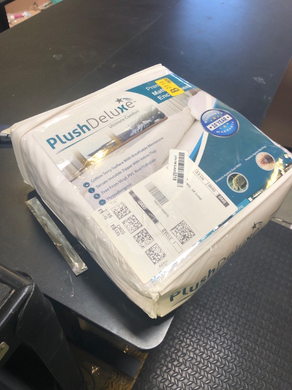 Photo 1 of PlushDeluxe King Size Premium Mattress Encasement - Zippered Waterproof, Bedbug Proof Design, 6-Sided Protection - Hypoallergenic Cotton Terry Fabric 9-12" Depth