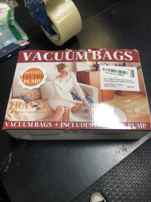 Photo 1 of VMstr 12 Pack Travel Vacuum Storage Bags with USB Electric Pump, Compression Bags for Travel, Space Saver for Clothes ans Clothing