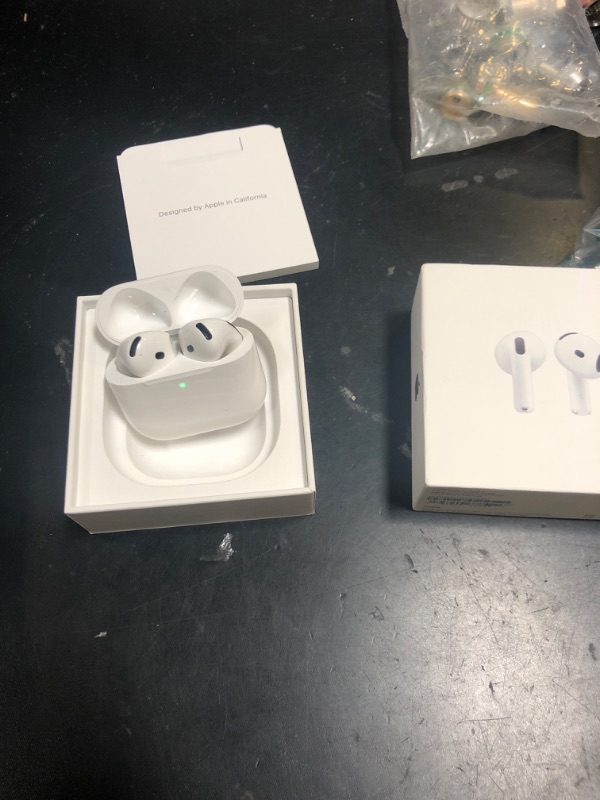 Photo 1 of Apple AirPods 4 Wireless Earbuds, Bluetooth Headphones, Personalized Spatial Audio, Sweat and Water Resistant, USB-C Charging Case, H2 Chip, Up to 30 Hours of Battery Life, Effortless Setup for iPhone