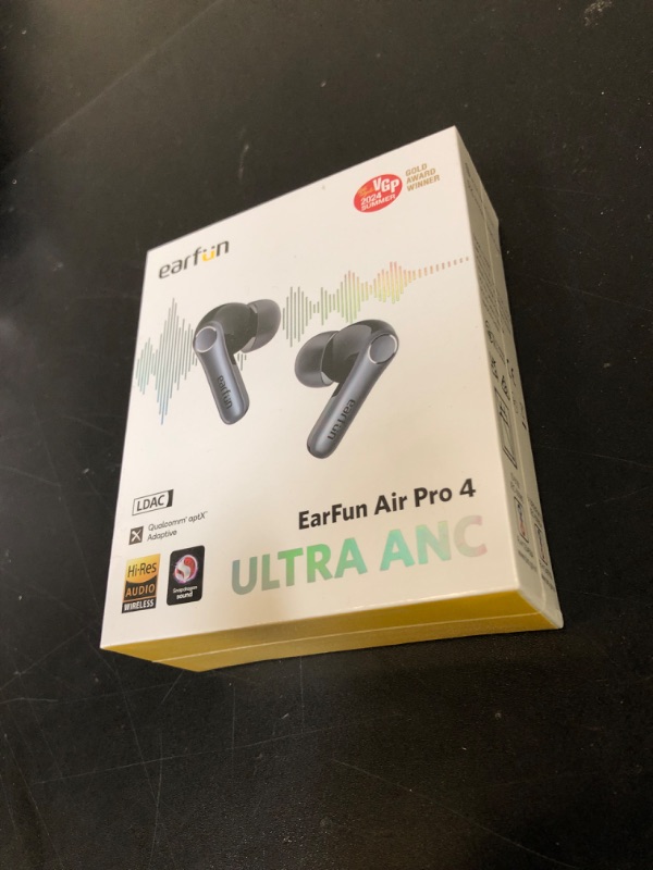 Photo 1 of EarFun Air Pro 4 Adaptive Hybrid Noise Canceling Wireless Earbuds, Qualcomm Snapdragon Sound, aptX™ Lossless, 6 Mics AI CVC 8.0 Call, LDAC Hi-Res Audio, 52H Playtime, Bluetooth 5.4, in-Ear Detection