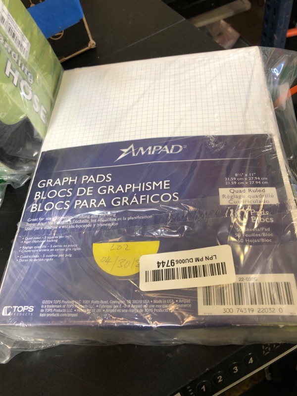 Photo 1 of Ampad Efficiency Quadrille Pad, 8-1/2 x 11, White, 5x5, 50 Sheets per Pad, 10 Pads per Pack (22-032C)