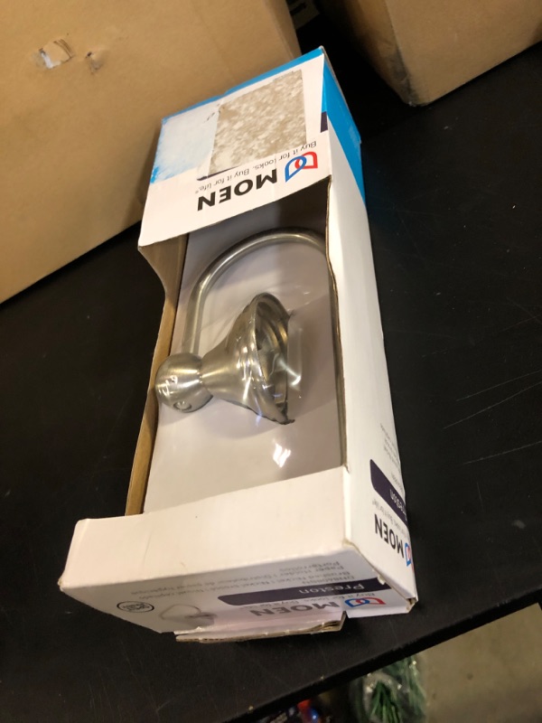 Photo 1 of Moen Preston Collection Spot Resist Brushed Nickel Single Post Toilet Paper Holder, Wall Mounted Toilet Roll Holder, DN8408BN