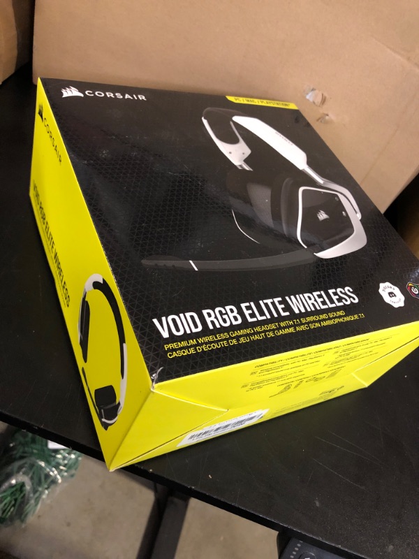 Photo 1 of Corsair VOID RGB ELITE Wireless Gaming Headset - 7.1 Surround Sound - Discord Certified - iCUE Compatible - PC, Mac, PS5, PS4 - White