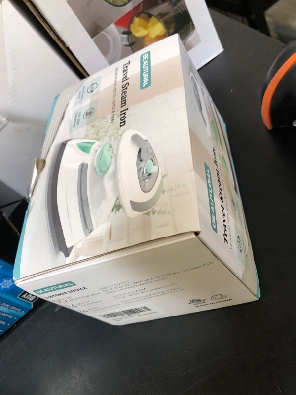 Photo 1 of BEAUTURAL Mini Travel Steam Iron for Clothes with Dual Voltage, Temperature Control, Non-Stick Soleplate and Cord Storage, Ideal for Sewing, Quilting and Handcraft