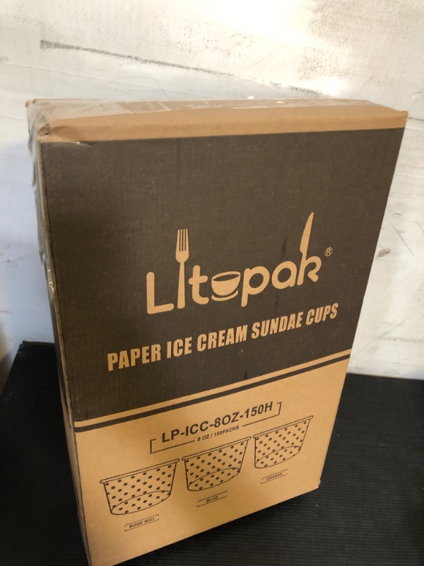 Photo 1 of LITOPAK 150 Pack 8 oz Ice Cream Cups, Disposable Dessert Cups for Cold or Hot Food, Coloured Paper Dessert Bowls for Soups, Sundaes, and Ice Cream