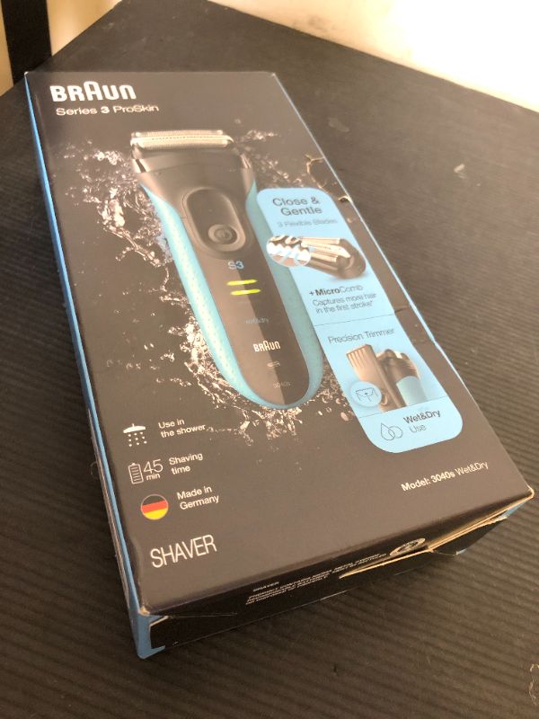 Photo 1 of Braun Electric Series 3 Razor with Precision Trimmer, Rechargeable, Wet & Dry Foil Shaver for Men, Blue/Black, 4 Piece