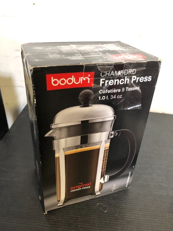 Photo 1 of Bodum 34oz Chambord French Press Coffee Maker, High-Heat Borosilicate Glass, Polished Stainless Steel – Made in Portugal