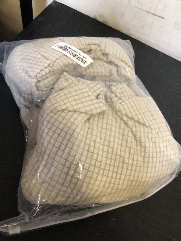 Photo 1 of H.VERSAILTEX Super Stretch Individual Seat Cushion Covers - Sofa & Couch Cushion Slipcover Sets - Thick Jacquard Textured Twill Fabric (3 Piece, Ivory)
