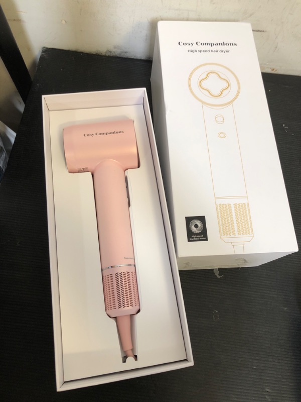 Photo 1 of Hair Dryer - 150000 RPM High-Speed Brushless Motor Negative Ionic Blow Dryer for Fast Drying, Low Noise Thermo-Control Hair Dryer with Diffuser and Nozzle, Pink
