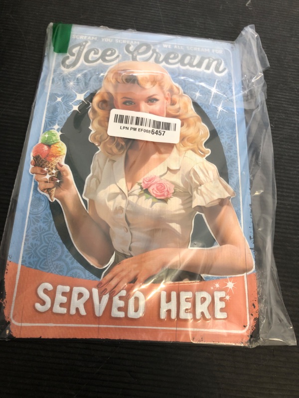 Photo 1 of LANOLU Vintage Tin Sign Retro Diner Decor ICE CREAM, Metal Kitchen Signs Wall Decor, Vintage Ice Cream Sign, 50s Diner Decor, Vintage Metal Kitchen Sign, 12x8"