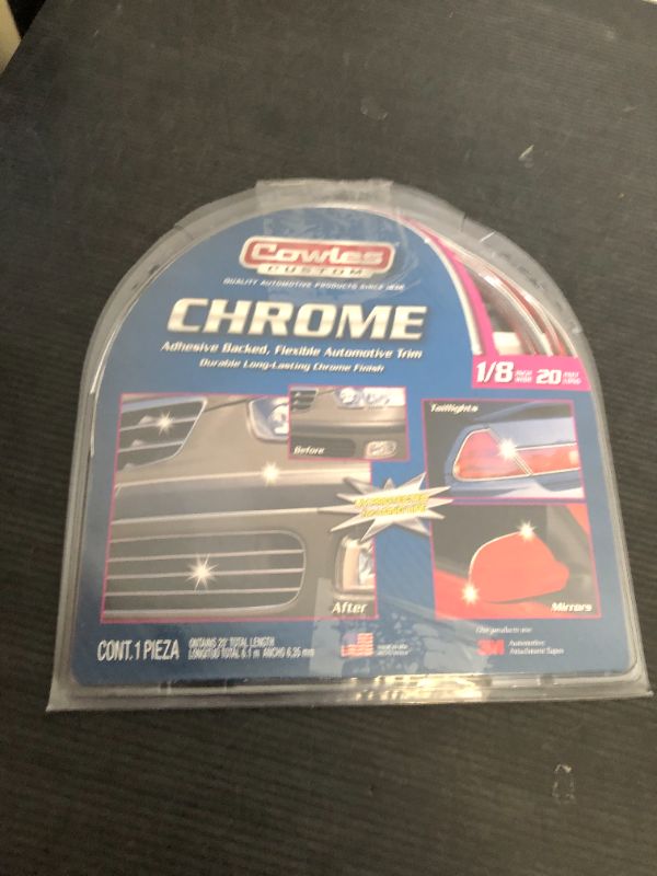 Photo 1 of Cowles Custom - Premium Universal Body Molding for All Vehicle - Easy Install, Chrome Finish, 1/8" by 20 feet, UV Protected, Long Lasting Flexible PVC