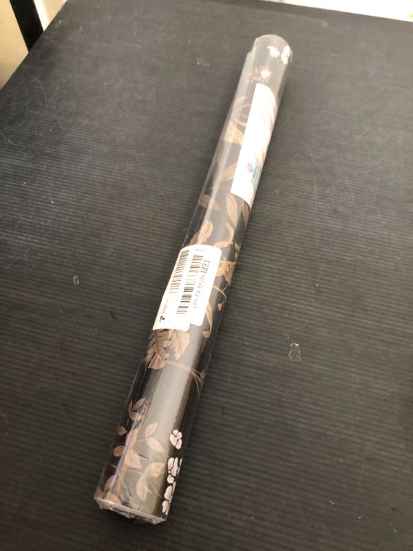 Photo 1 of Abyssaly Black and Gold Floral Peel and Stick Wallpaper Vintage, Dark Boho Wallpaper Contact Paper, Self Adhesive Removable Moody Wall Paper for Wall Cabinets 17.7 in X 118 in