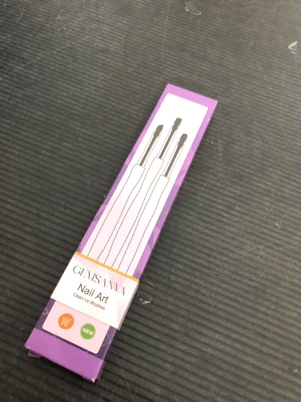 Photo 1 of GEMSANVA Nail Art Clean Up Brushes,3PCS Nail Brush For Cleaning Polish Mistakes on the Cuticles,Flat/Oval/Fine Angled Gel Nail Brushes For Nail Art Design Painting and DIY Tools (BLACK PURPLE)