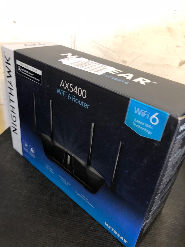 Photo 1 of NETGEAR Nighthawk 6-Stream Dual-Band WiFi 6 Router (RAX54S) – Security Features, AX5400 Wireless Speed, Up to 5.4 Gbps, Covers up to 2,500 sq. ft., 25 Devices - 1-Year Armor Subscription Included
