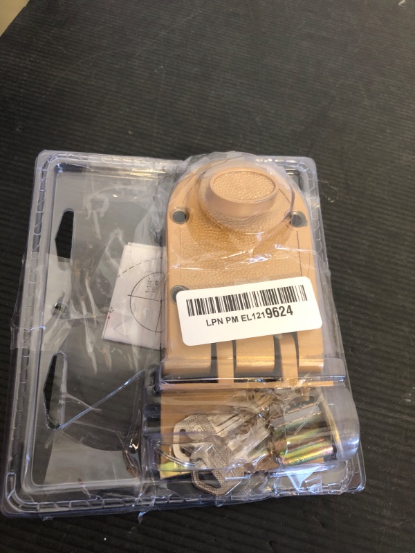 Photo 1 of Prime-Line U 9970 Deadlock – Jimmy-Resistant Design Prohibits Forced Entry by Spreading of Door Frames – Single Cylinder Diecast Metal Lock With a Brass Finish and Angle Strike (Single Pack)