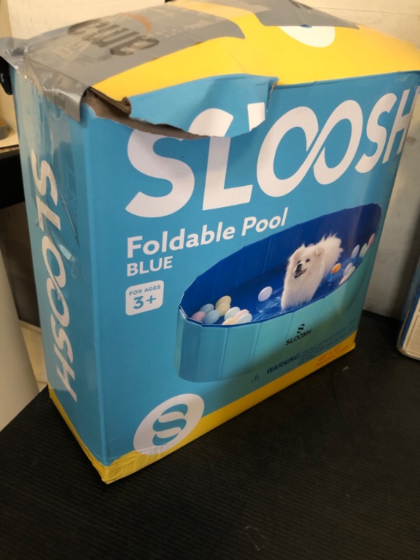 Photo 1 of Sloosh Foldable Dog Kiddie Pool - Portable Hard Plastic Doggie Swimming Pool, Anti-Slip Collapsible Pets Bath Tub Suitable for Kids Indoor Outdoor Backyard Use (48" x 12", Blue)