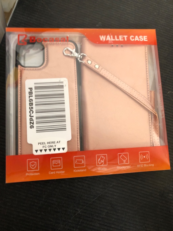Photo 1 of Bocasal for iPhone 11 Pro Max Wallet Case with Card Holder PU Leather Magnetic Detachable Kickstand Shockproof Wrist Strap Removable Flip Cover for iPhone 11 Pro Max 6.5 inch (Rose Gold)