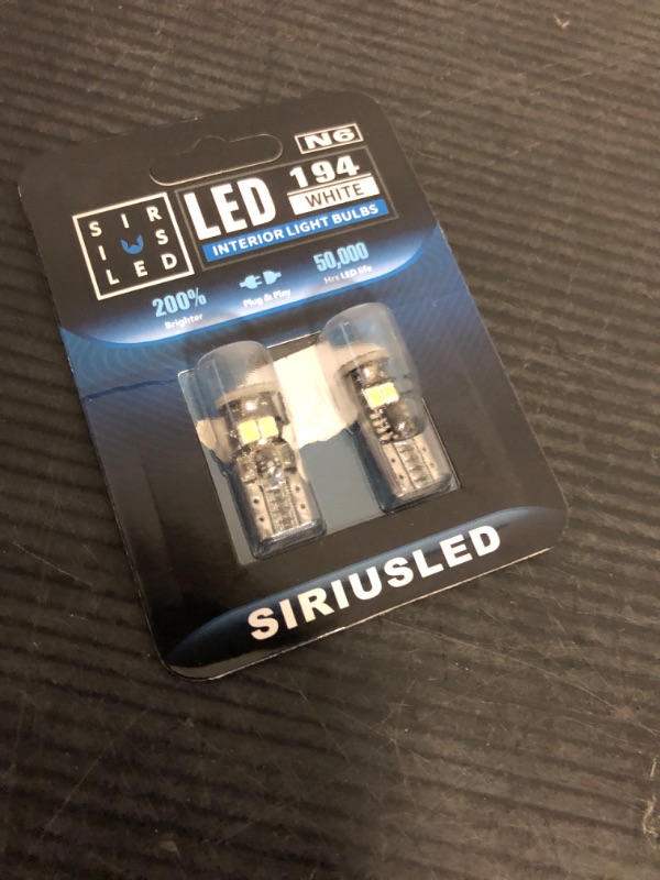 Photo 1 of SIRIUSLED N6 194 Extremely Bright 3030 Chipset LED Bulbs for Car Interior Lights License Plate Dome Map Side Marker Door Courtesy Wedge 6000K Xenon White 168 175 174 2825 T10 192 Pack of 2