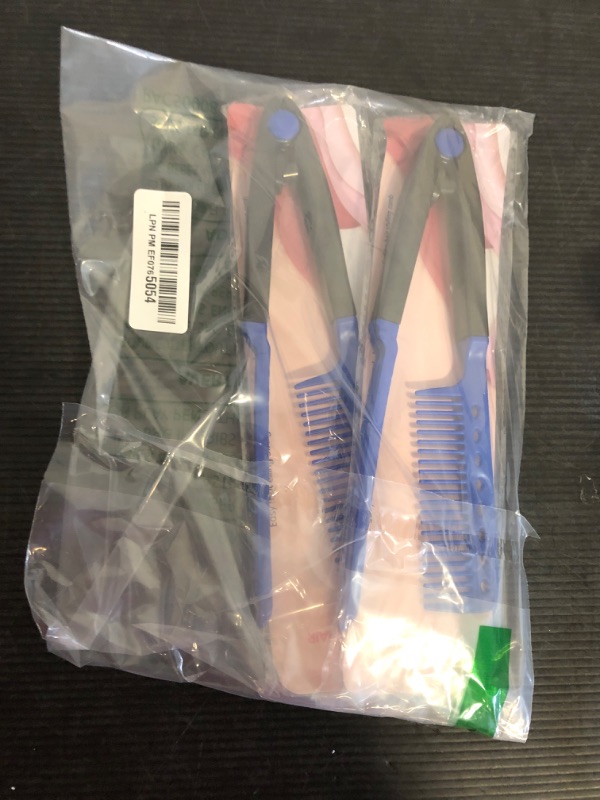 Photo 1 of 2-Pack Hair Straightening Comb Set - Flat Iron Comb for Beautiful Tresses, Straightener with Firm Grip, Ideal for Knotty Hair and Styling (Blue)