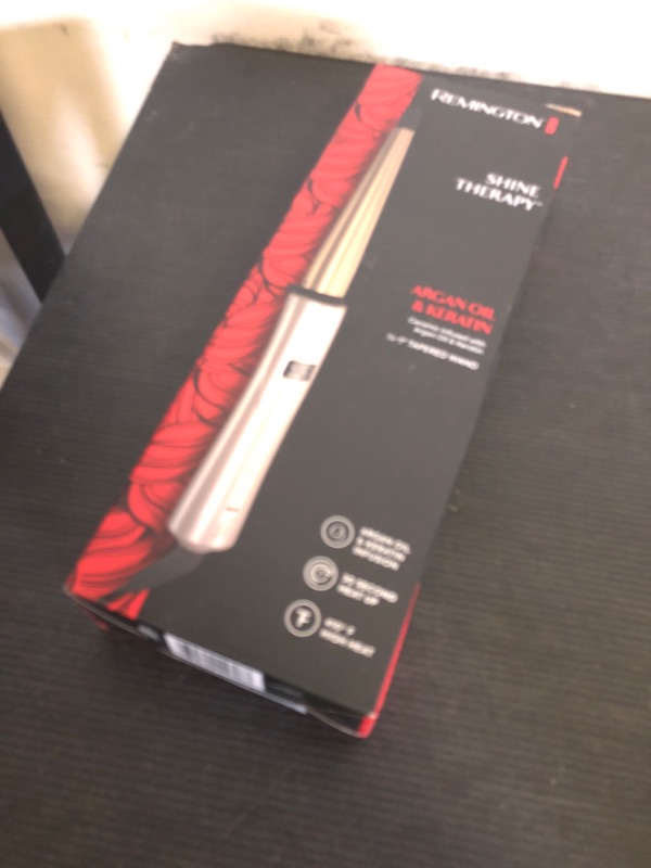 Photo 1 of Remington Shine Therapy Argan Oil & Keratin Infused ½-1 Inch Tapered Curling Wand for Natural Curls, Includes Heat Glove