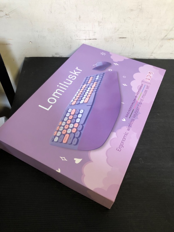 Photo 1 of Wireless Ergonomic Keyboard and Mouse Combo with PU Wrist Rest, Carpal Tunnel Keyboard, 2.4G Colorful Split Ergo Keyboard, Comfortable Natural Typing, Compatible with PC/Laptop (Purple)