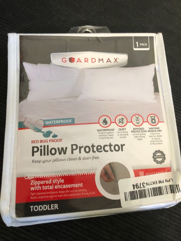 Photo 1 of Guardmax Waterproof Pillow Protector White Toddler Size - Zippered Bed Bug Pillow Protector 12 Pack - Hypoallergenic Pillow Case Cover Protects from Bedbug, Dust Mite, and Liquid Spills - (18 X 13)