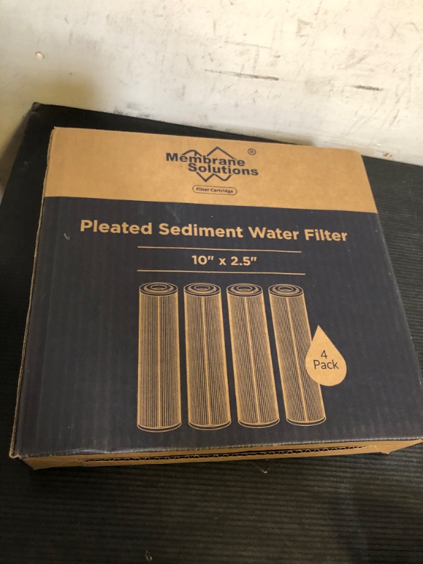 Photo 1 of Membrane Solutions 20 Micron Pleated Polyester Sediment Water Filter 10"x2.5" Replacement Cartridge Universal Whole House Pre-Filter Compatible with W50PE, WFPFC3002, SPC-25-1050, FM-50-975 - 4 Pack