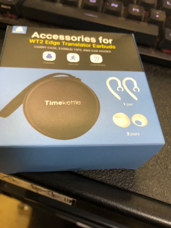 Photo 1 of Timekettle Accessories for WT2 Edge/W3 and p1 Translator Earbuds, Including 1 Pair of Silicone Ear Hooks, 3 Pairs of Earmuffs, and 1 Carry Bag