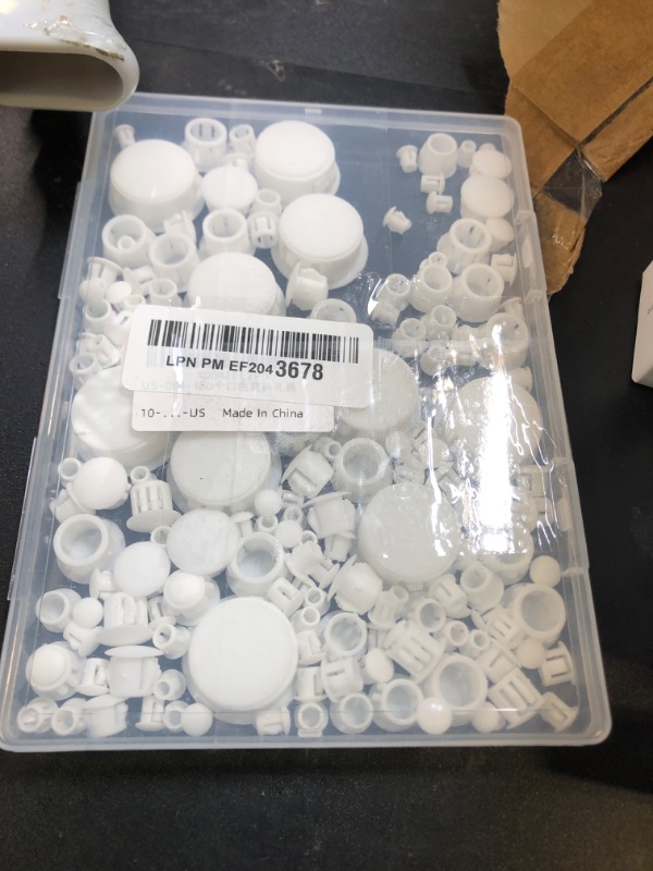 Photo 1 of Plastic Hole Plugs, 180pcs White Panel Knockout Locking Plugs, Round Drill Screw Hole Plugs Covers for Kitchen Cabinet Furniture Insert End Caps, 1"" 3/4"" 1/2"" 3/8"" 5/16"" 1/4"" 1/5"", Mixed