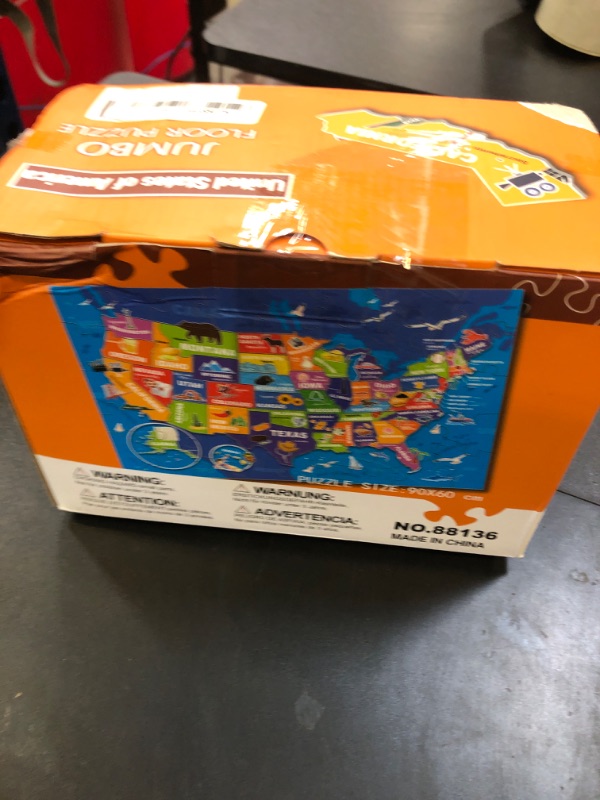 Photo 1 of Jumbo Floor Puzzle for Kids,USA Map Puzzle Jigsaw Geography Puzzles,70 Piece US Map 50 States with Capitals,United States Puzzle for Ages 3-5,Preschool Learning Toys Gift for 4-8 Years Old