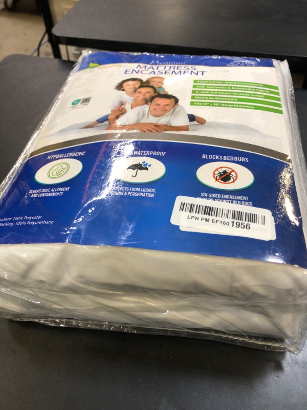 Photo 1 of Four Seasons Essentials Queen Mattress Protector - Zippered Bedbug Waterproof Mattress Cover, Premium Quality Hypoallergenic Bed Encasement White