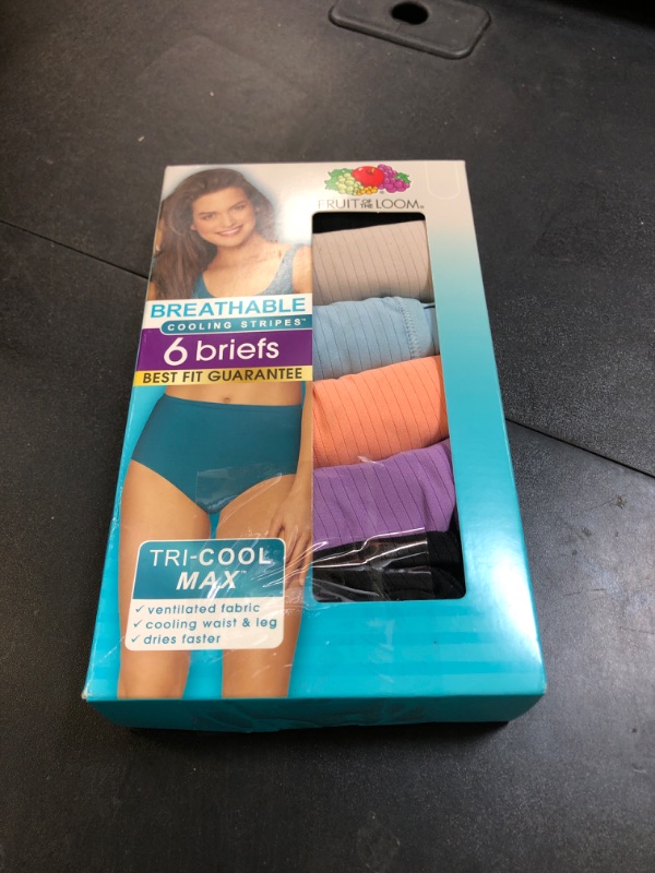 Photo 1 of Fruit of the Loom Women's Breathable Underwear, Moisture Wicking Keeps Comfortable, Available in Plus Size, Cooling Stripes-Brief-6 Pack-Colors May Vary, 7