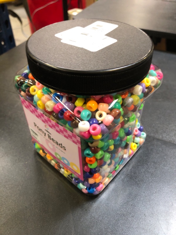 Photo 1 of Pony Beads, 30 Colors 2800 Pcs Plastic Beads for Craft Bracelets Making, Hair Beads for Braids, 1.7 Pounds Colored Pony Beads Bulk for DIY Projects