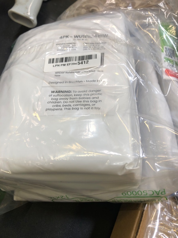 Photo 1 of IMPROVIA® Washable Underpads, Heavy Absorbency Reusable Incontinence Pads for Kids, Adults, Elderly, and Pets - Waterproof Protection Floor White & White (4 Pack - 18x24)
