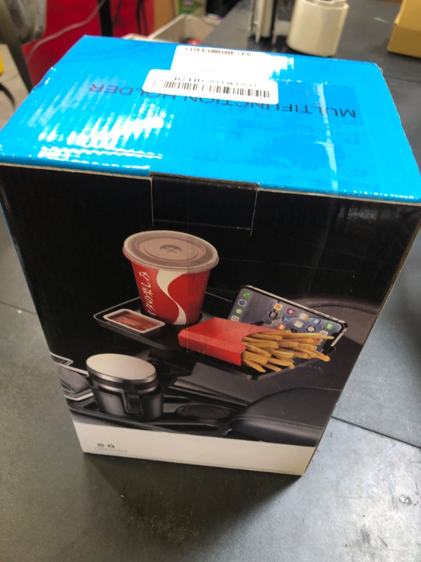 Photo 1 of This Hill Cup Holder Tray for Car, 2 in 1 Detachable Car Food Table Tray with Solid Base & Phone Slot,Car Cup Holder Expander with 360°Rotation Tray for Travel Road Essentials