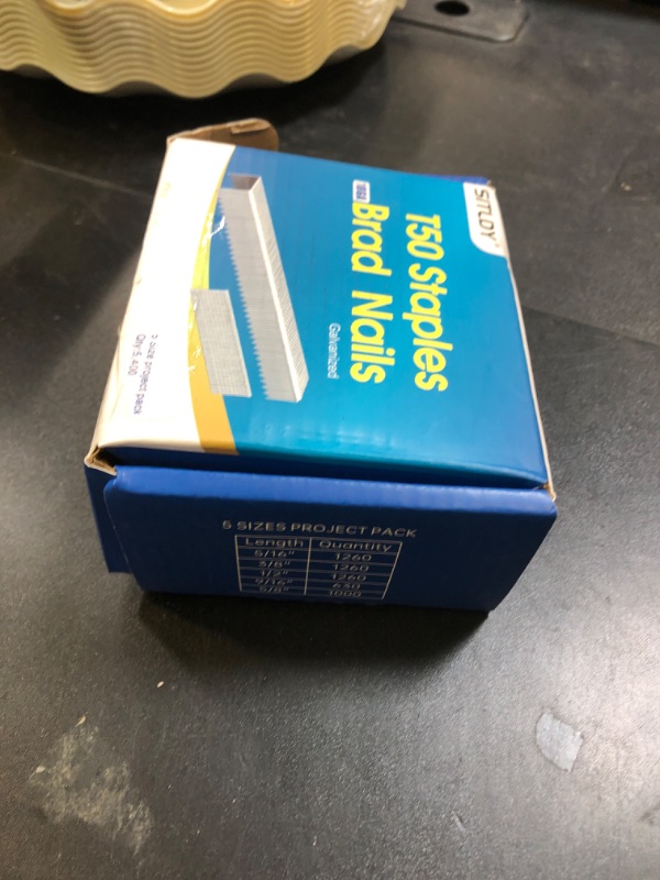 Photo 1 of SITLDY Heavy Duty T50 Staples 5400-Count 5 Sizes Includes: 5/16",3/8",1/2",9/16" Staples+5/8" Brad Nails, 20 Gauge Galvanized Assorted Size Project Pack