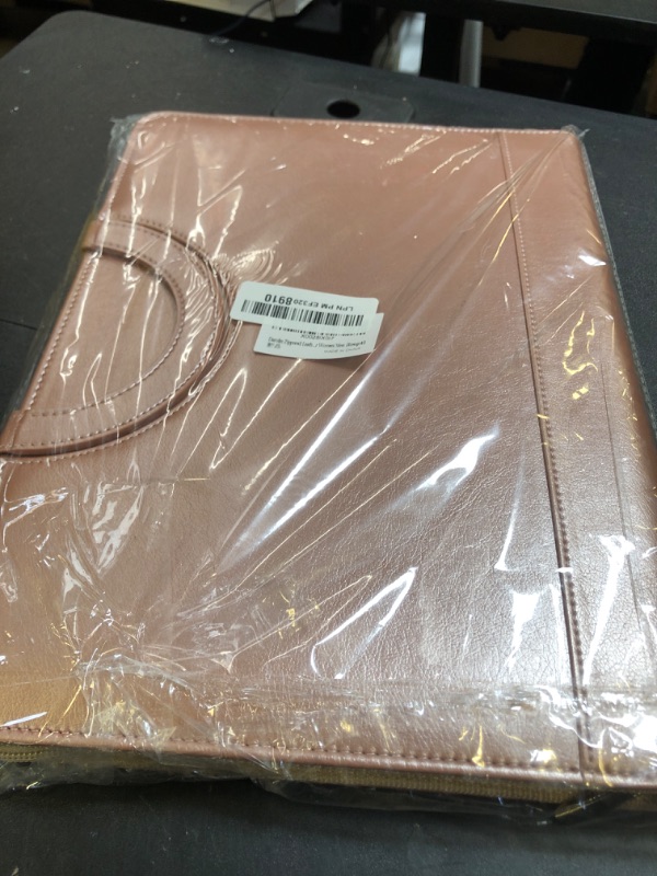 Photo 1 of Darolin Zippered Leather Padfolio Portfolio with Hidden Handle and Clipboard, Business Conference Organizer Notepad Folder, Portfolio Bag, Padfolio for Women/Men (Rosegold)