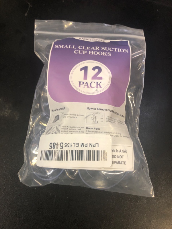 Photo 1 of HangerSpace Suction Cup Hooks, 1.77 Inches Clear PVC Suction Cups with Metal Hooks Removable Small Suction Cups for Kitchen Bathroom Shower Wall Window Glass Door 12 Pack