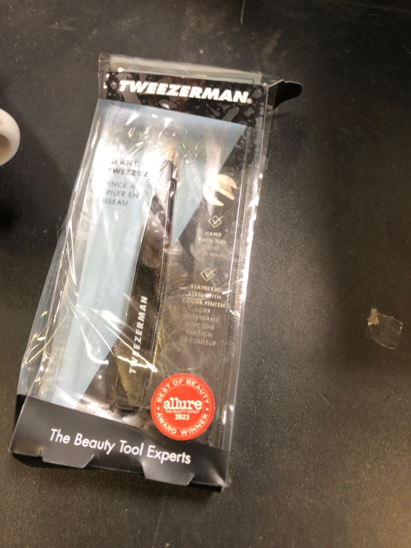 Photo 1 of Tweezerman Stainless Steel Slant Tweezer - Eyebrow Tweezers for Women and Men (Black)
